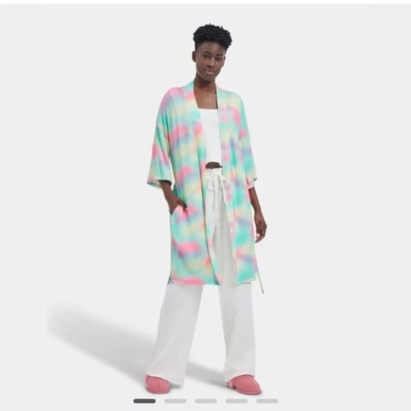 NWT Ugg multicolored robe with belt size small‎ - Picture 1 of 9